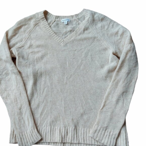 Minnie Rose Cashmere Cream Coloured V Neck Sweater Size Small - Picture 4 of 7